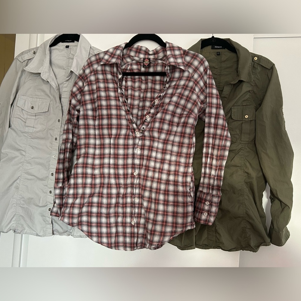 Free People Studded Plaid Button-Up Shirt With free gifts!